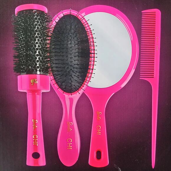 Barbie X CHI‎ 65th Anniversary Pretty In Pink Hot Pink Brush Set Princess NIB - Picture 2 of 5